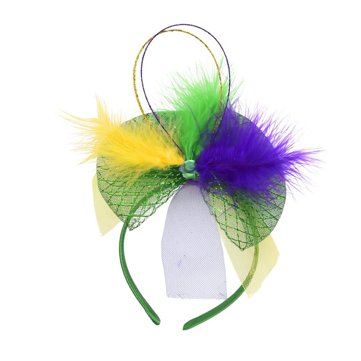 Mardi Gras Feather & Tubing Headband - Mardi Gras Apparel