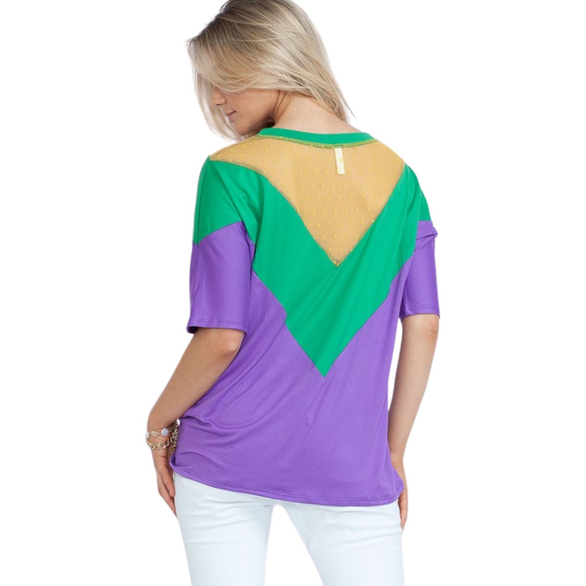 Mardi Gras Green & Purple Color Block Short Sleeve Tunic Top - Mardi ...