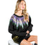 Mardi Gras Long Sleeve Sequin Detail Sweater Black Top - Mardi Gras Apparel