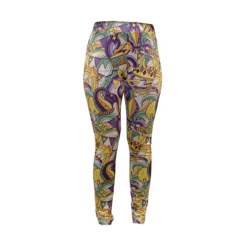 Mardi Gras Majesty Printed Leggings - Mardi Gras Apparel - Adult, Ladies, Machine Washable -