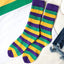 Mardi Gras Purple Gold and Green Striped Slouchy Socks - Mardi Gras Apparel