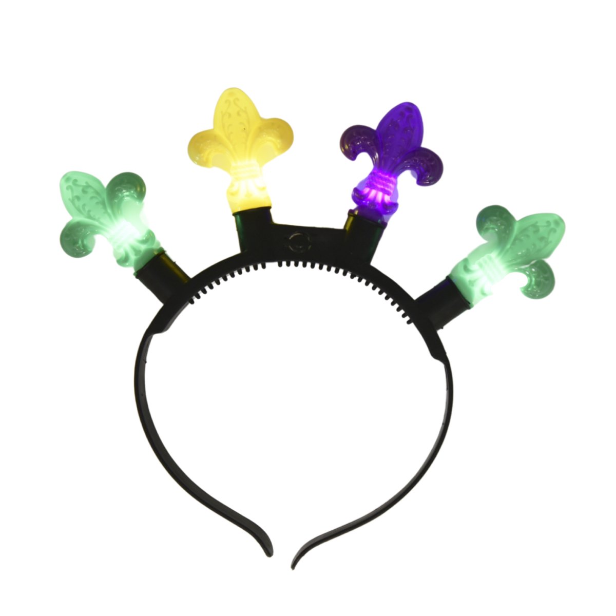 Mardi Gras Purple, Green and Gold Light up Bulb Headband - Mardi Gras Apparel