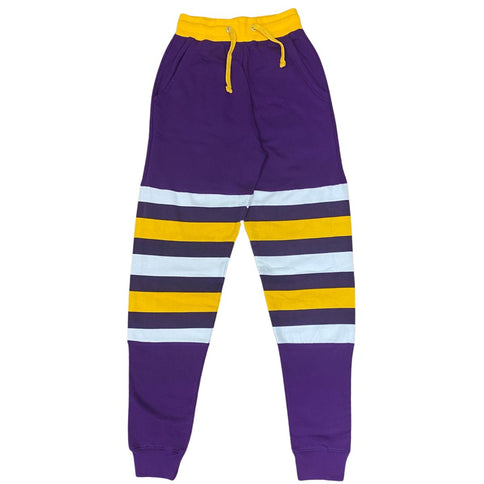 Mardi Gras Purple Jogger pants With Regal Stripes - Mardi Gras Apparel - Adult, Adult Unisex, Bottoms - 