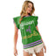 Mardi Gras Queen Of Mardi Ruffled Armhole Sleeveless Knit Green Top - Mardi Gras Apparel