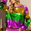 Mardi Gras Sequin Color Block Pullover - Mardi Gras Apparel