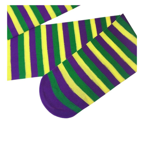 Mardi Gras Striped Knee High Stocking - Mardi Gras Apparel - Accessories, Socks, -
