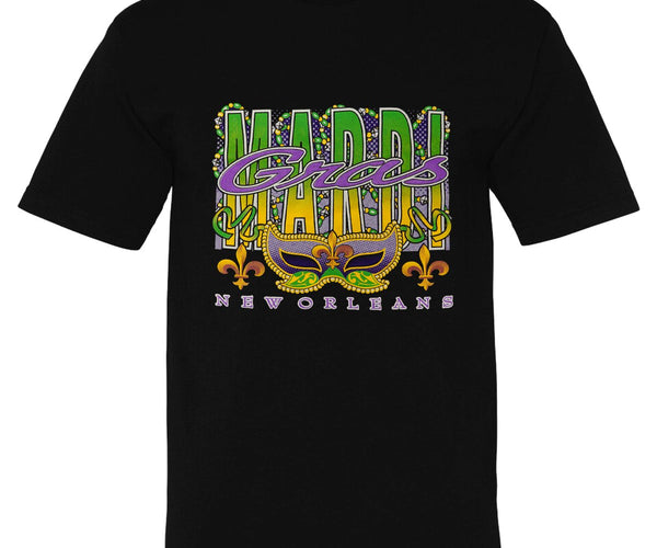 Adult Unisex Mardi Gras New Orleans Black Tee-Shirt Mardi Gras