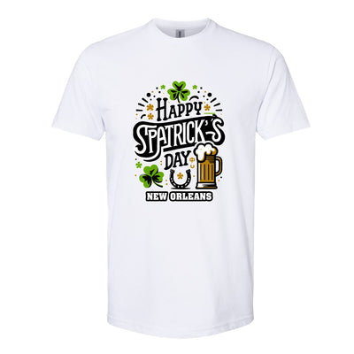 New Orleans Celebration St. Patrick's Day White T-Shirt with Beer Mug - Mardi Gras Apparel