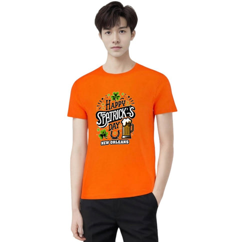 New Orleans Festive Orange St. Patrick's Day Beer Mug T-Shirt - Mardi Gras Apparel - 100% Cotton, Adult, Front Design - 