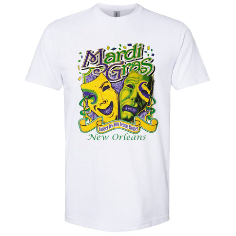 New Orleans Mardi Gras COMEDY/TRAGEDY Tee - shirt - Mardi Gras Apparel - 100% Cotton, Adult, Adult Unisex - Tee - Shirt