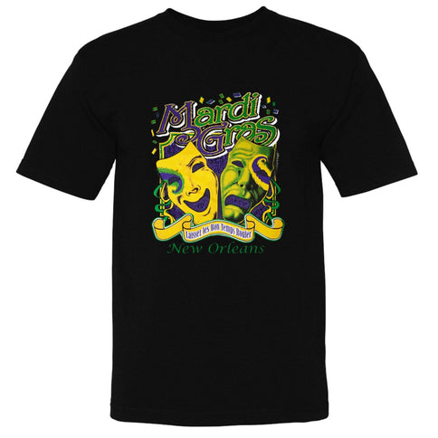 New Orleans Mardi Gras COMEDY/TRAGEDY Tee - shirt - Mardi Gras Apparel - 100% Cotton, Adult, Adult Unisex - Tee - Shirt