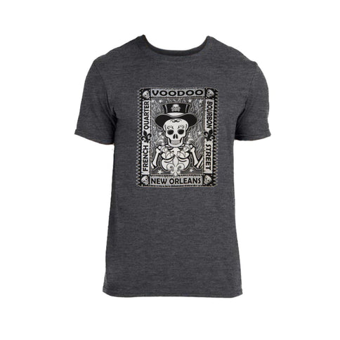 New Orleans Voodoo Magic Dark Heather T-Shirt - Mardi Gras Apparel - Adult, Dark Heather, New Orleans - 