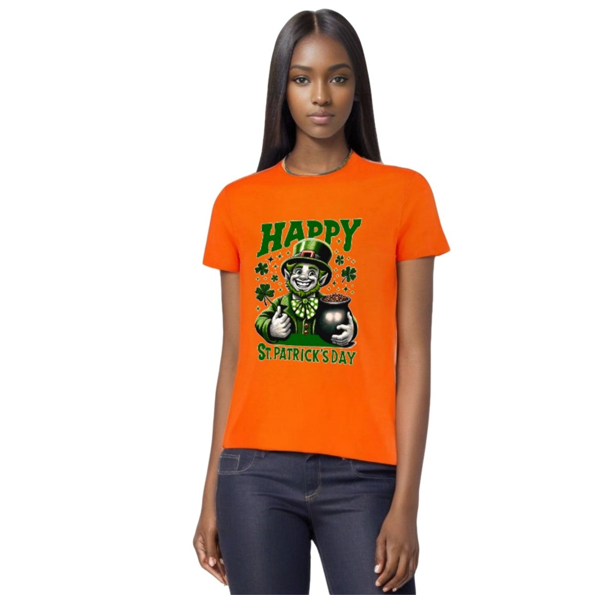 Radiant Orange St. Patrick's Day Leprechaun & Pot of Gold T-Shirt - Mardi Gras Apparel