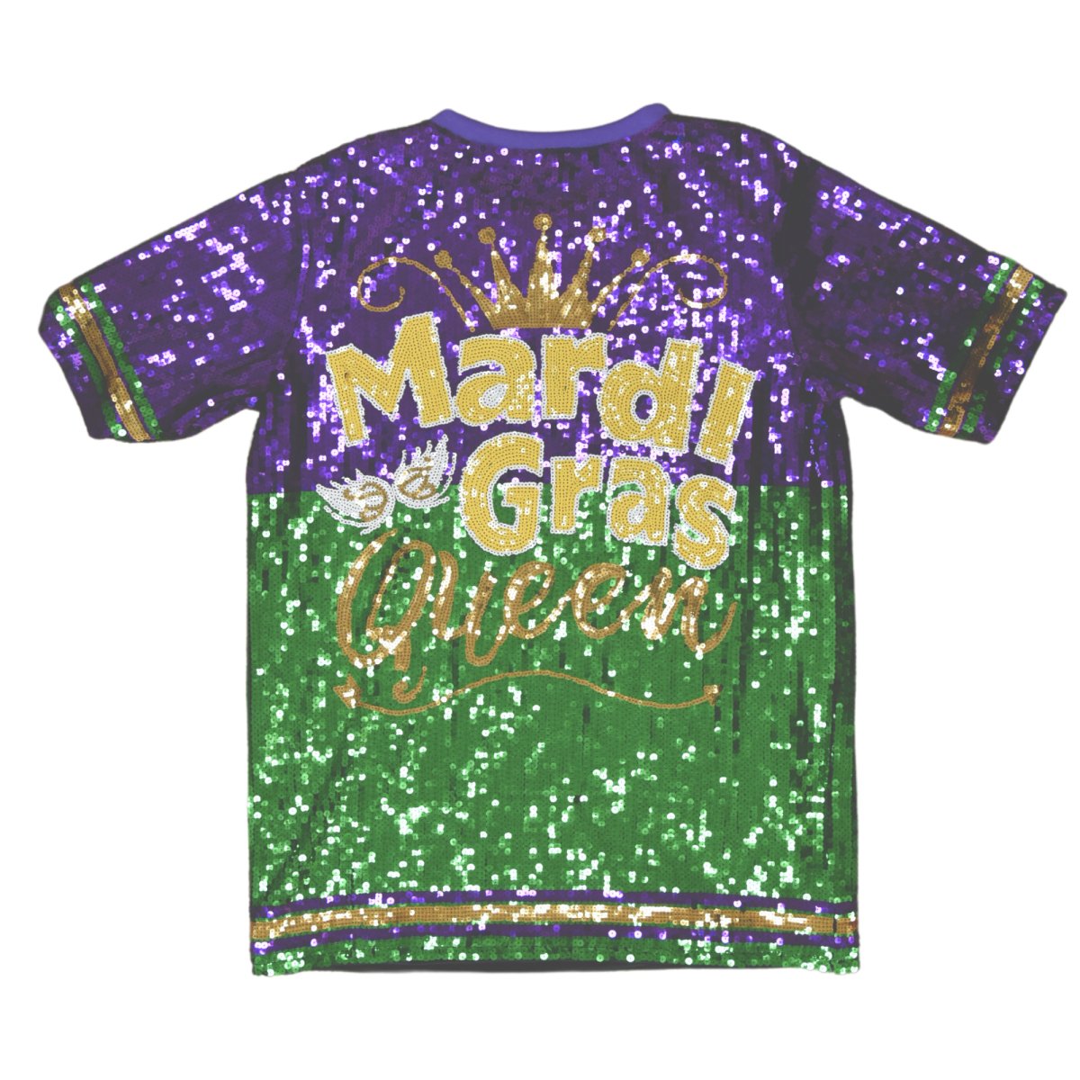 Trim SEQUIN & Purple, With Yellow, Apparel Gras Dress Mardi Lettered - Green
