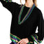 Sequin Trim Detail Mardi Gras Sweater Black Top - Mardi Gras Apparel
