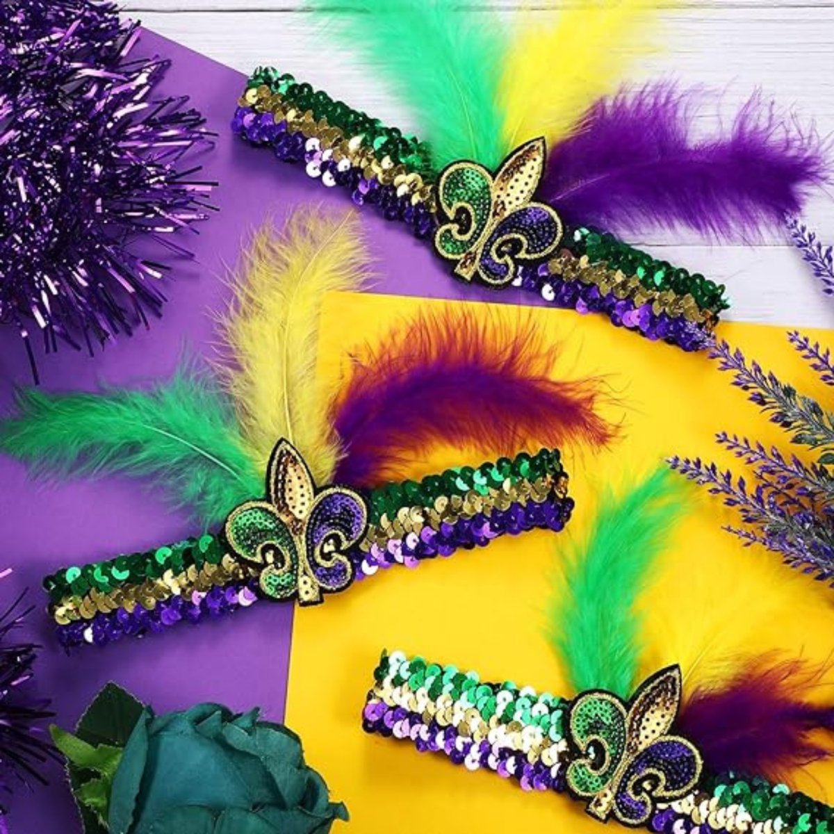 Sequined Fleur-de-Lis Headband - Mardi Gras Apparel