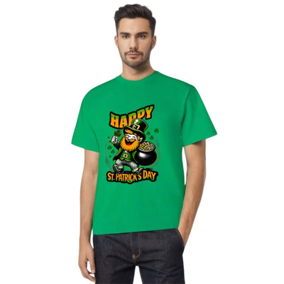 Traditional Green St. Patrick's Day Leprechaun & Pot of Gold T-Shirt - Mardi Gras Apparel